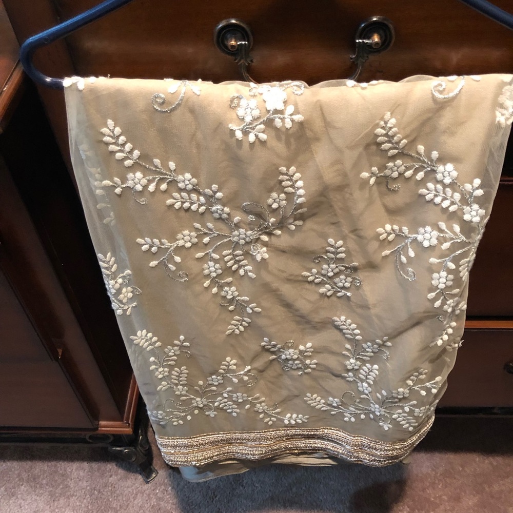 Net embroidered sari